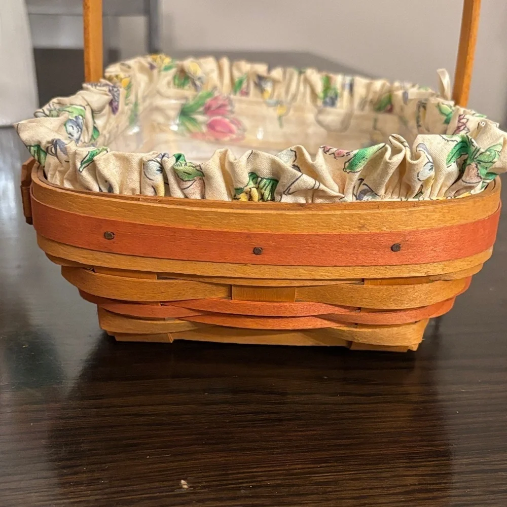 Longaberger 2000 Century Celebration Basket Floral Liner Handle Hat Medallion